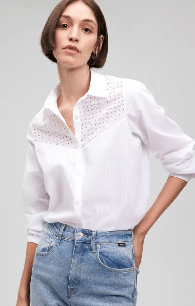 Mavi Lace Detail Button-up Shirt In White In White