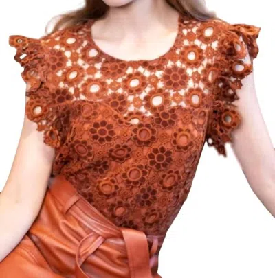 Shop Eva Franco Grace Top In Sumatra Lace In Orange