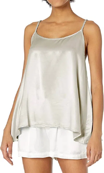 Shop Pj Harlow Daisy Satin Tank With Braided Straps & Elastic Back In Egg Nog In Green