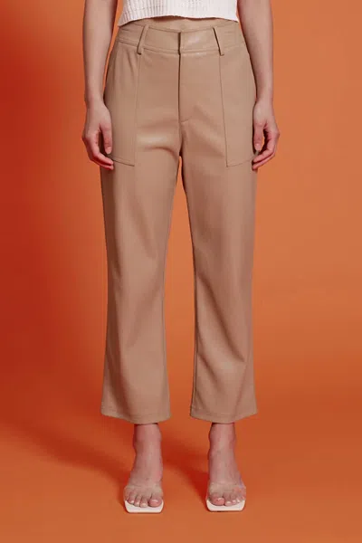 Shop Lucy Paris Jennifer Faux Leather Pants In Tan In Beige