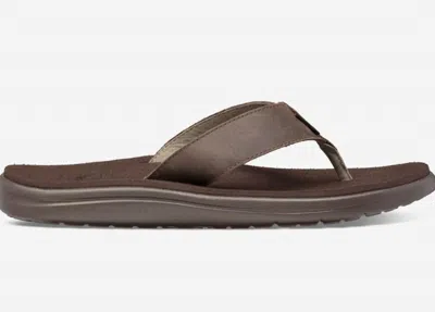 Shop Teva Men's Voya Flip Leather Sandal In Chocolate Brown In Grey