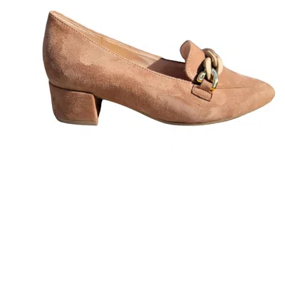 Shop Gabor Women's Loafers In Taupe W/ Gold Link In Brown