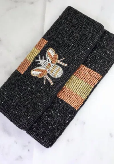 Shop Caroline Hill Women's Queen Bee Beaded Crossbody Bag In Black/copper/gold