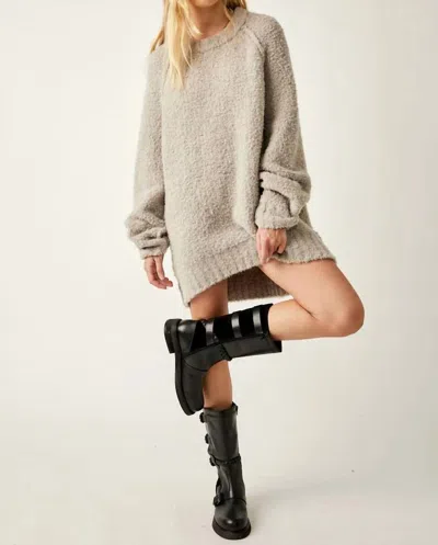 Shop Free People Teddy Sweater Tunic In Silver Clouds In Grey