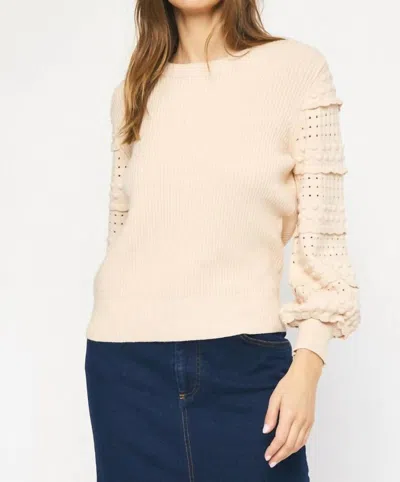 Shop Entro Textured Sweater In Oatmeal In Beige