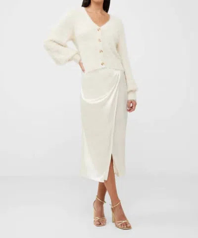 Shop French Connection Inu Satin Wrap Midi Skirt In Cream In Beige