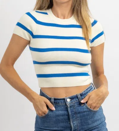 Shop Miou Muse Wednesday Bold Stripe Top In Blue In White