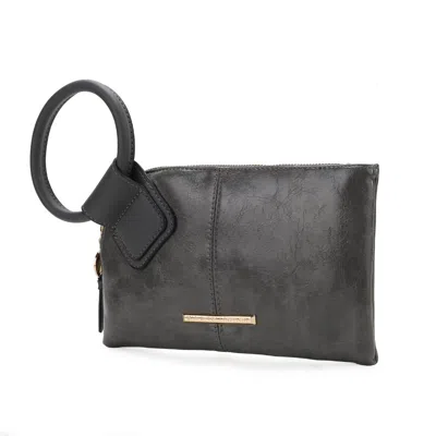 Shop Mkf Collection By Mia K Simone Vegan Leather Clutch/wristlet For Women's In Grey