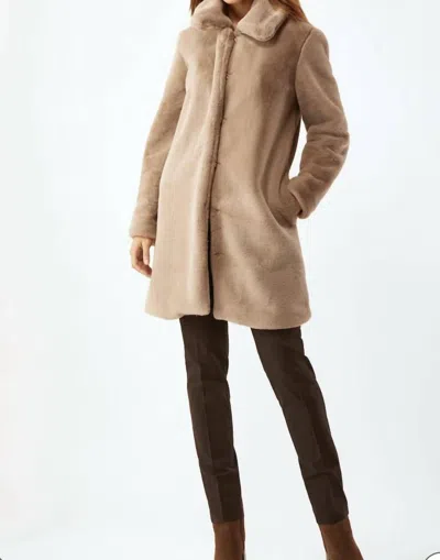Shop Ecru Faux Fur Coat In Taupe In Beige