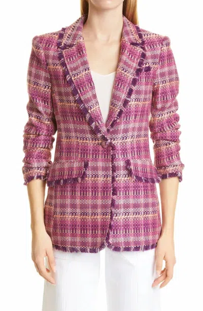 Shop Cinq À Sept Boxweave Khloe Blazer In Pink Candy Multi In Purple