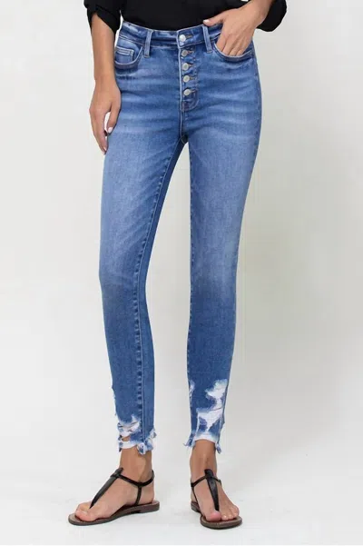 Shop Flying Monkey Holly Exposed Button Skinny Jean In Medium Wash In Blue