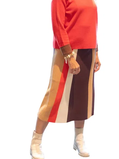 Shop Sita Murt Stripe Skirt In Red/brown