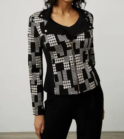 Shop Joseph Ribkoff Printed Jacquard Jacket In Black/multi