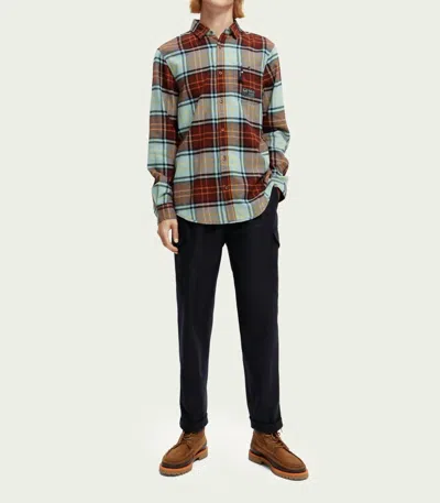 Shop Scotch & Soda Checked Brushed Flannel Shirt In Multi In Red