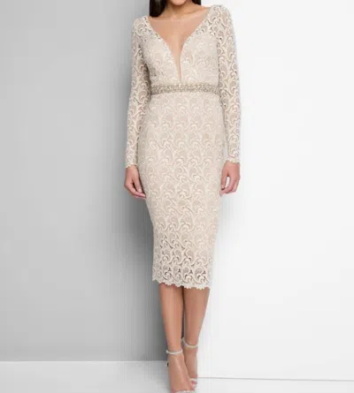 Shop Terani Couture Cocktail Dress In Champagne In Beige
