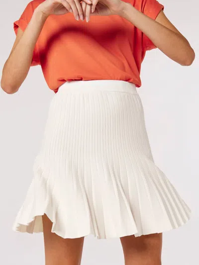 Shop Apricot Ivory Pleated Knit Skirt In White