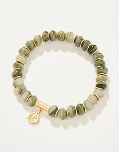 Shop Spartina 449 Stone Stretch Bracelet In Silver Leaf Jasper In Green