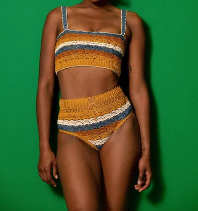 Shop Carolina K Crochet Bikini Set In Mustard Yellow In Orange