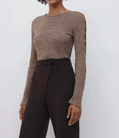 Shop Jonathan Simkhai Tobie Compact Knit Top In Chocolate In Brown
