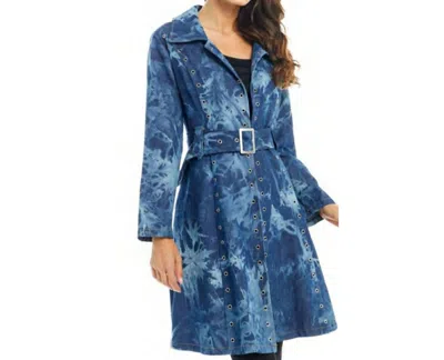 Shop Adore Denim Long Blazer With Belt In Blue