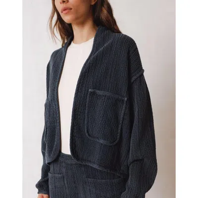 Shop Indi And Cold Double Gauze Jacket In Charcoal In Blue
