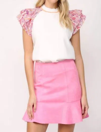 Shop Fate By Lfd Faux Suede Skirt In Bubble Gum Pink