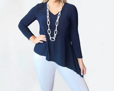 Shop Clara Sunwoo Tunic With V-neck And Asymetrical Hem In Black In Blue