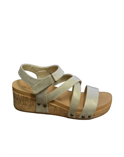 Shop Corkys Footwear Women's Sundown Strappy Wedge Sandal In Gold In White