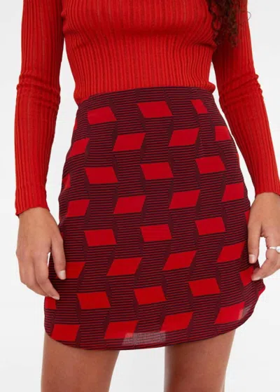 Shop Wild Pony Autumn Printed Skirt In Red/black