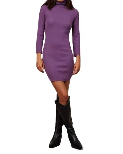 Shop Lamade Lexington Ribbed Turtleneck Dress In Eggplant In Purple