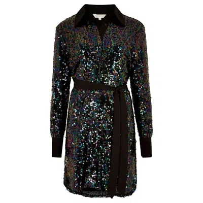 Shop Apricot Sequin Contrast In Multi In Black