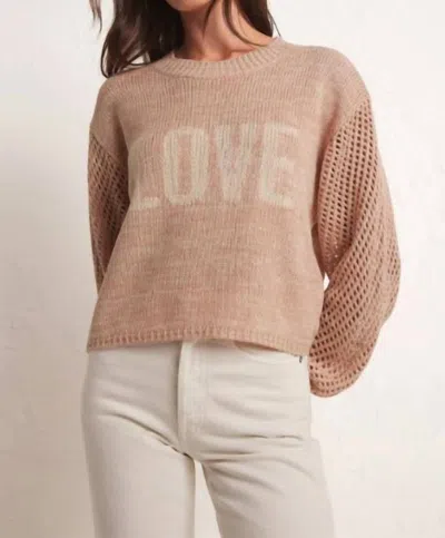 Shop Z Supply Blushing Love Sweater In Soft Pink In Brown