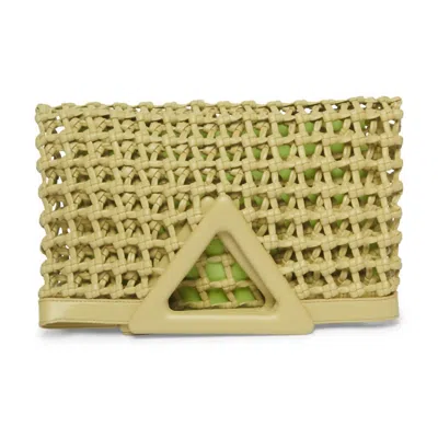 Shop Chinese Laundry Avalon Woven Fold-over Clutch In Green In Yellow
