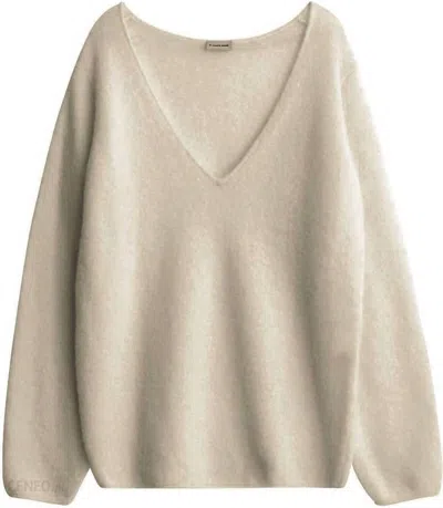 Shop By Malene Birger V-neck Sweater In Cream In Beige