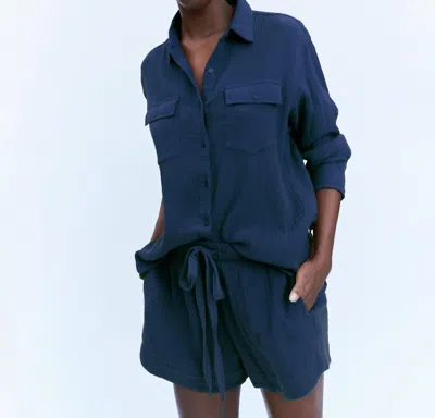 Shop The Great The Gauze Rancho Top In Nautical Navy In Blue