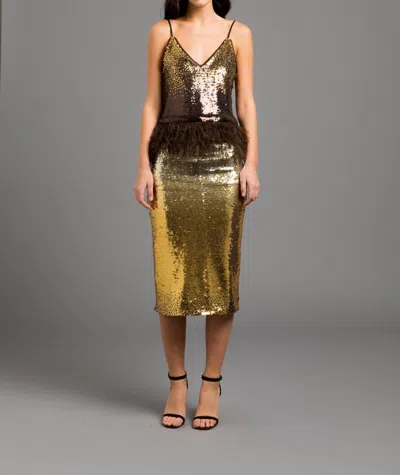Shop Le Superbe Smokin Cami In Smokey Sunset Sequins In Gold