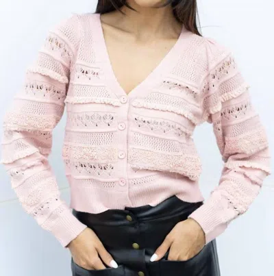 Shop Allison New York Levy Crochet Cardigan In Blush Pink