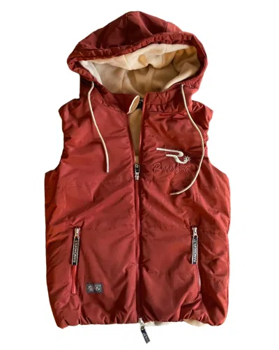 Shop Ranch Girls Pam Hooded Vest In Rust In Red