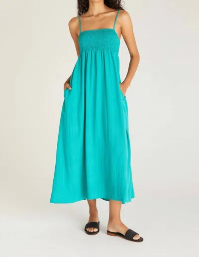 Shop Z Supply Beachside Midi Dress In Tropical Teal In Blue