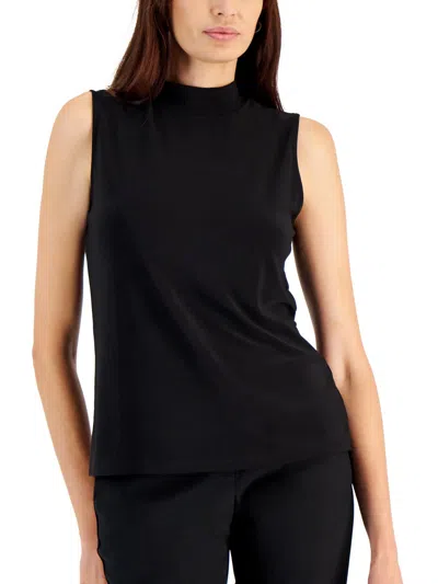 Shop Kasper Womens Sheer Mock-neck Pullover Top In Black
