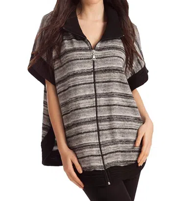 Shop French Kyss Penelope Zip-up Poncho In Black Multi In Grey
