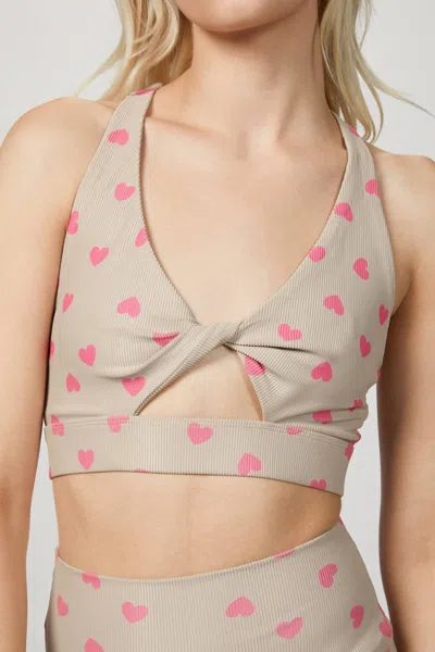 Shop Beach Riot Twist Top In Taupe Heart In Pink