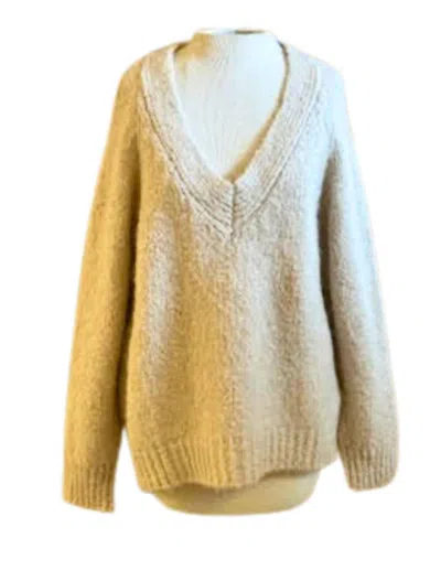 Shop Ams Pure Ero Sweater In Cream In Gold