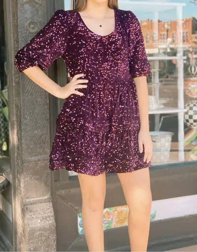 Shop Dear John Denim Wendy Pleated Dress Raisin Sequin In Purple