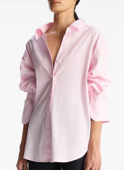 Shop A.l.c Monica Cotton Striped Top In Whisper/white In Pink