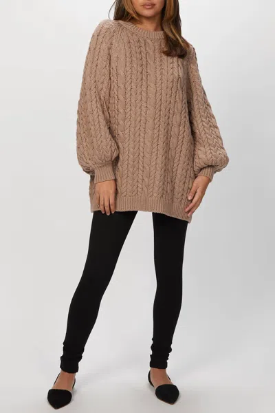 Shop Mr Mittens Chunky Cable Jumper In Almond In Brown