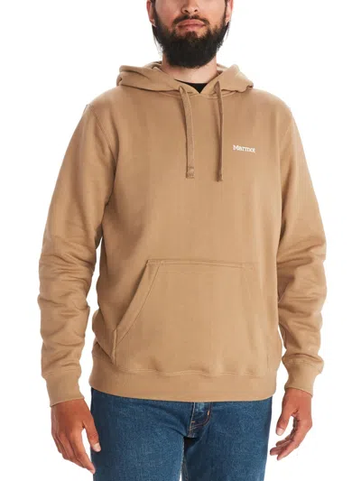Shop Marmot Mens Logo Fleece Hoodie In Brown