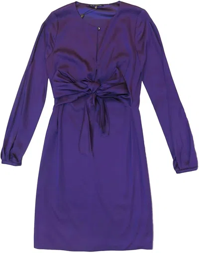 Shop Elie Tahari Women's Mira Long Sleeve Tie Bow Mini Dress In Purple In Blue