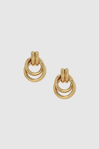 Shop Anine Bing Double Knot Earrings In Gold In 14k Gold