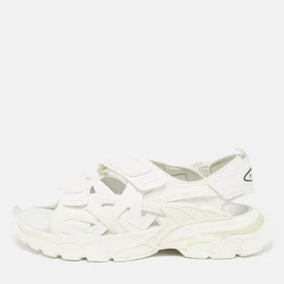 Pre-owned Balenciaga White Rubber And Faux Leather Track Sandals Size 42